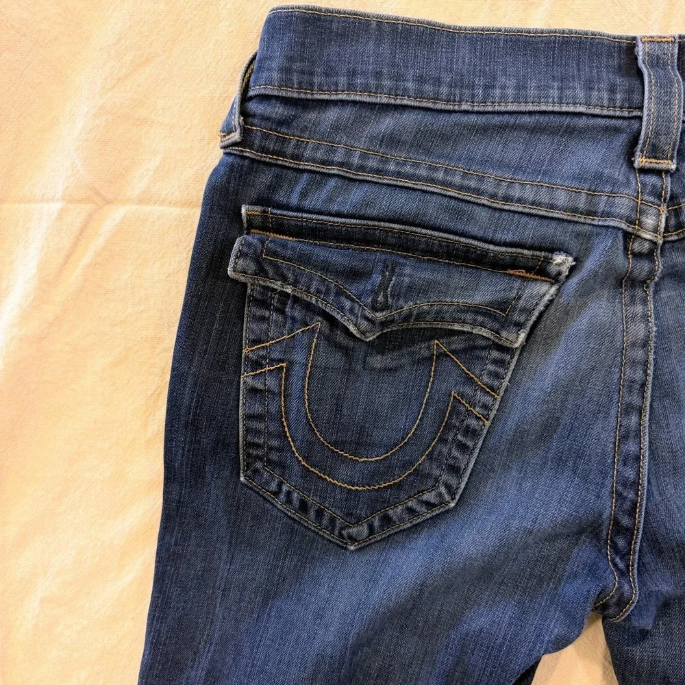 True Religion Jeans Mens Tag 31x32 Blue Geno Straight Slim Fit Denim Stretch USA